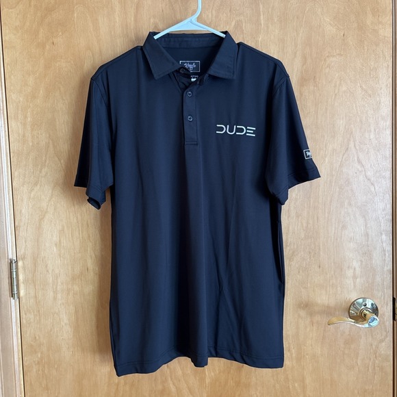 Waggle‎ Size Large Short Sleeve Dude Polo Shirt Black Sleeve Logo - Picture 1 of 7